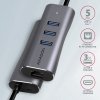AXAGON HMA-GL3AP Wieloportowy hub metalowy 3x USB-A + GLAN, USB 3.2 Gen 1, 20cm USB-A kabel, microUSB dodatkowe zasilanie